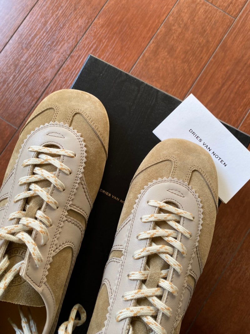 구매 리뷰_잡화 25_드리스반노튼 베이지 스웨이드 레더 스니커즈 dries van noten beige suede leather s....