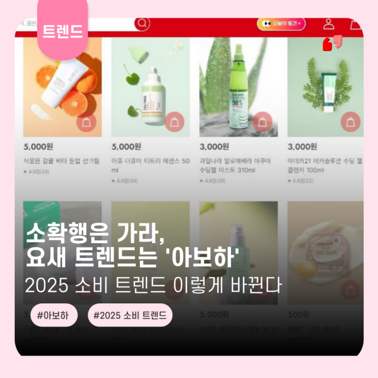  소확행은 가라 요새 트렌드는 아보하 