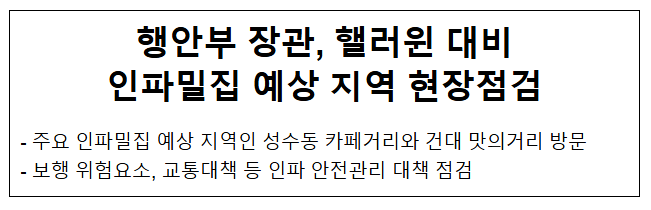 행안부 장관, 핼러윈 대비 인파밀집 예상 지역 현장점검 행안부 장관, 핼러윈 대비 인파밀집 예상 지역 현장점검
