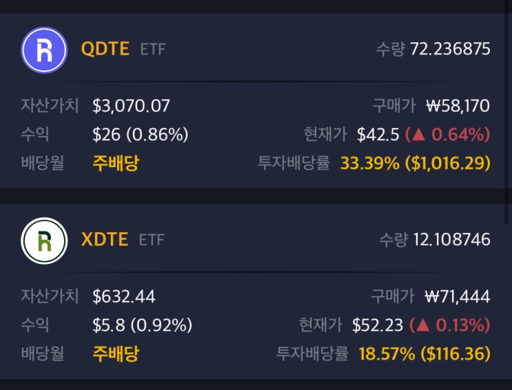  QDTE XDTE, 주배당 ETF 투자를 시작하다
