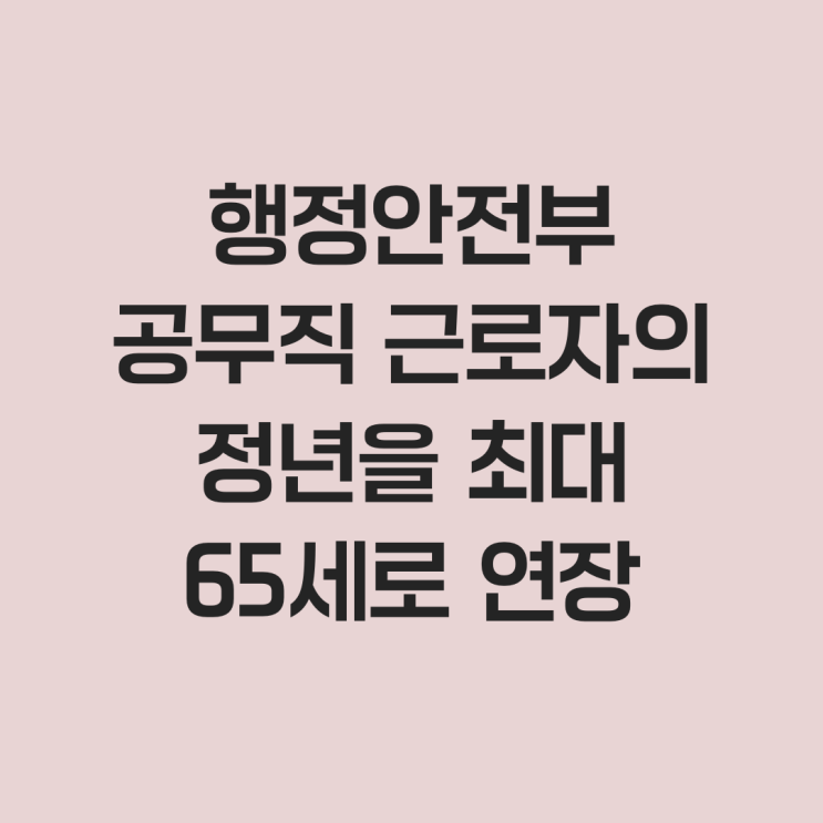  행정안전부 공무직 근로자의 정년을 최대 65세로 연장
