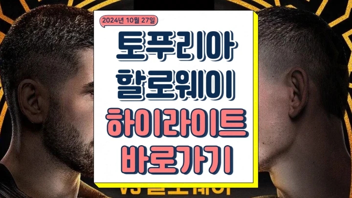  UFC308 토푸리아 할로웨이 결과 하이라이트 경기 재방송 다시보기