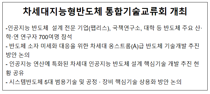 차세대지능형반도체 통합기술교류회 개최 차세대지능형반도체 통합기술교류회 개최