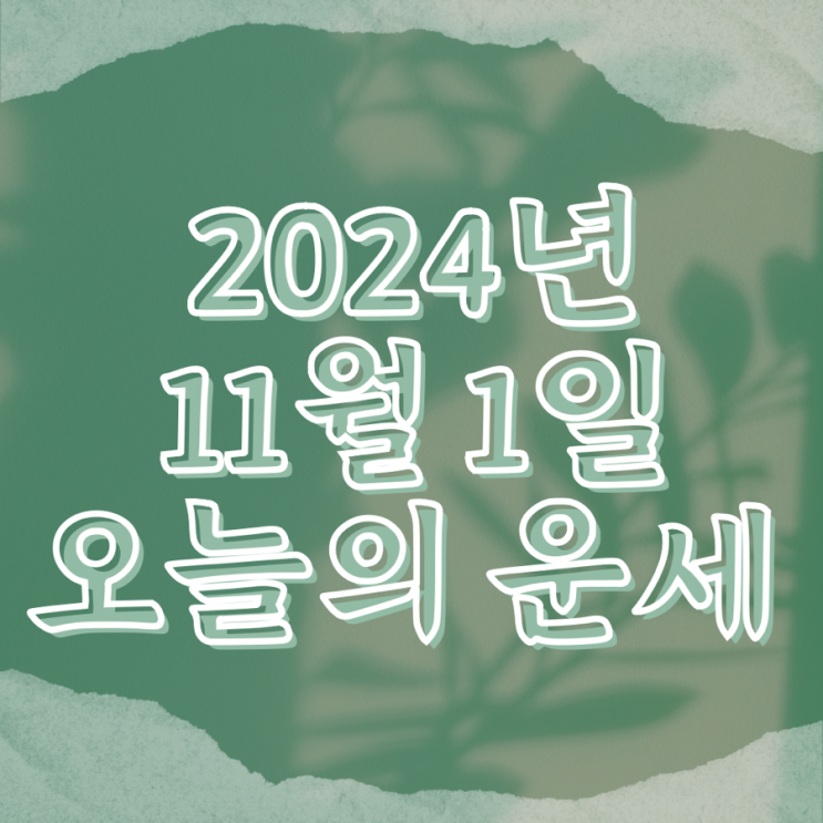  2024년 11월 1일 운세 오늘의운세 띠별운세