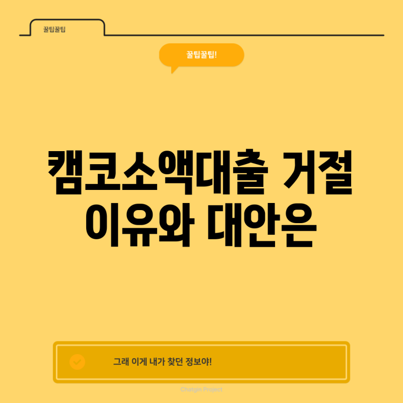 캠코소액대출 거절 이유와 대안은