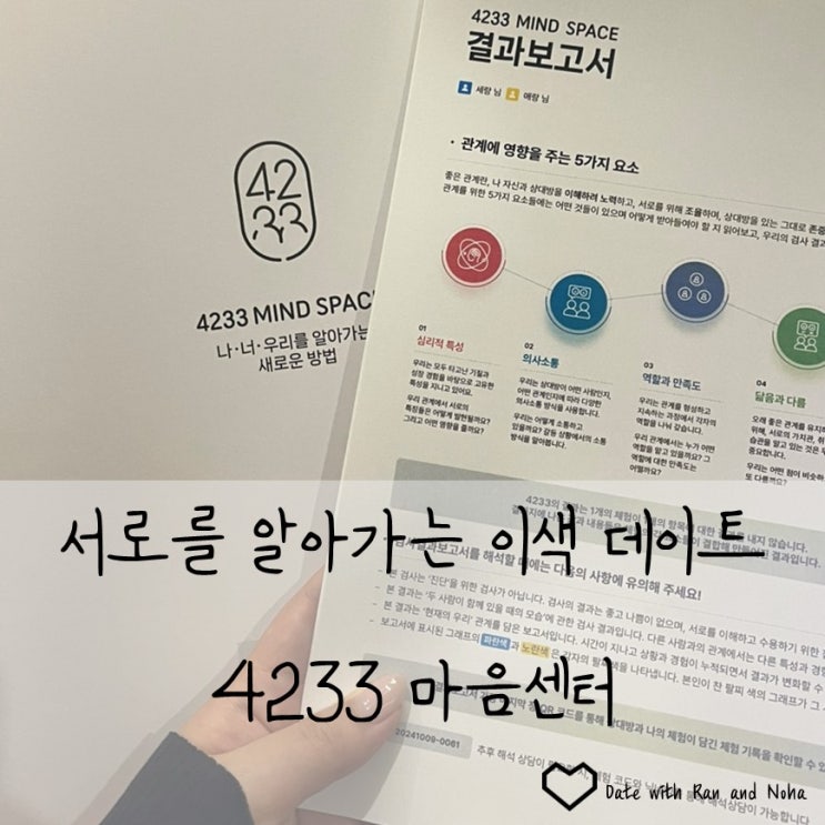  서로를 알아가는 중간 점검의 시간, 4233 마음센터 실내 이색 데이트