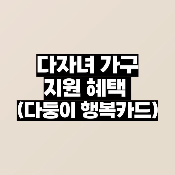 다자녀 가구 지원 혜택, <b>서울시 다둥이 행복카드</b>