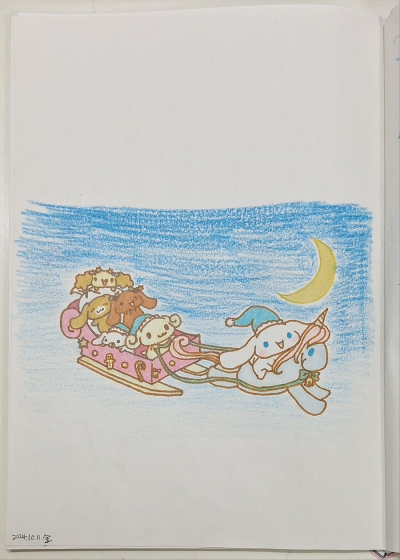 시나모롤 그리기 -7. 산타 시나모롤과 친구들-