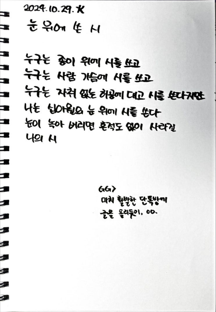  [필사] 눈 위에 쓴 시-류시화