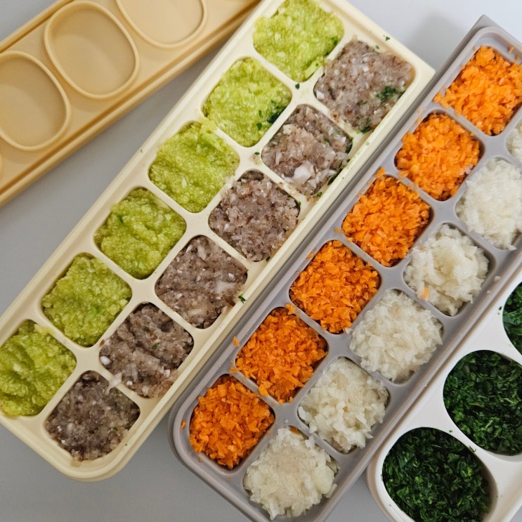  중기이유식 큐브 만들기 밥솥 칸막이 쿠첸 실패!! 소고기 당근 애호박 양파 두부 청경채 감자 무큐브