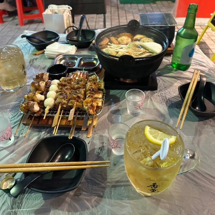  비올때 분당 이자카야 꼬치구이 맛집 노군꼬치 서현점 노군모듬꼬치 노군모듬오뎅탕 하이볼 야장 리뷰.