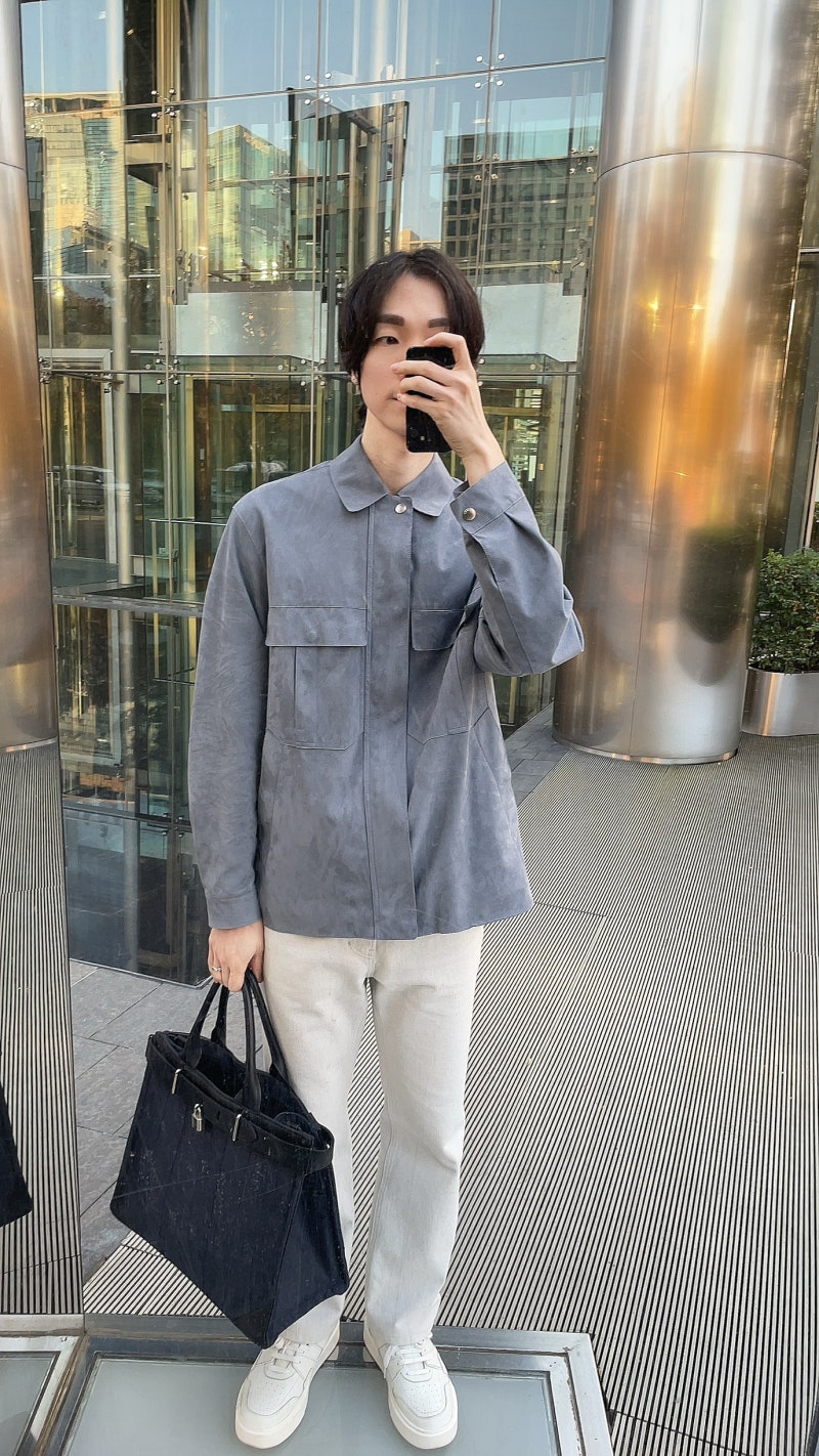 [데일리코디] 24/10/30 타임옴므 스웨이드 자켓 멜란지 블루 (다른 코디)