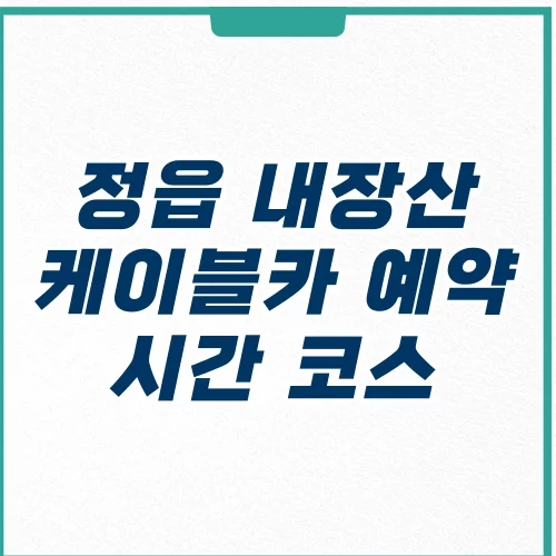  내장산 케이블카 예약 시간 코스 어떻게 될까?