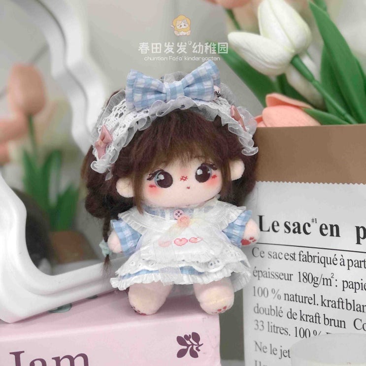  10cm 푸른 체크 원피스 세트 인형옷 아이돌인형옷