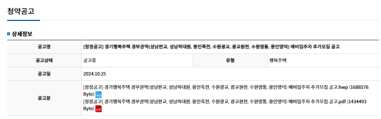  경기행복주택 수원광교, 용인죽전, 수원영통, 광교원천, 용인영덕, 성남판교테크노벨리, 성남하대원 예비입주자 모집
