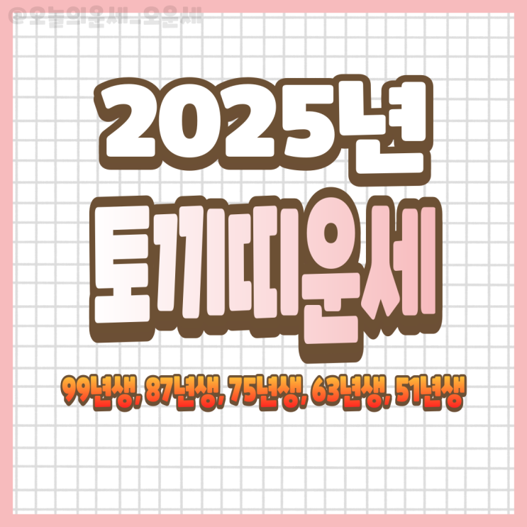  2025년 토끼띠운세 99년생, 87년생, 75년생, 63년생, 51년생