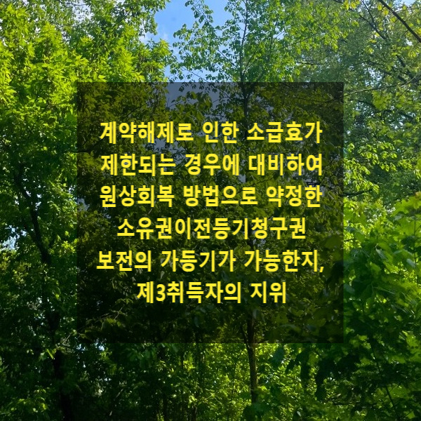  계약해제로 인한 소급효가 제한되는 경우에 대비하여 원상회복 방법으로 약정한 소유권이전등기청구권 보전의 가등기가 가능한지, 제3취득자의 지위