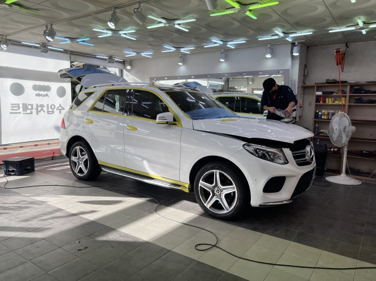  벤츠GLE350d 글래스코팅 미라지골드 시공  수입차보험수리