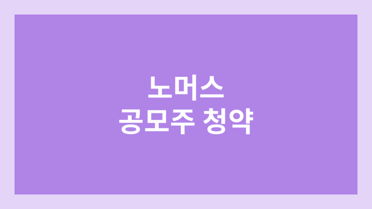 노머스 공모주 청약 일정 | 장외가, 공모가, 증거금, 유통 물량, 균등, 비례 배정