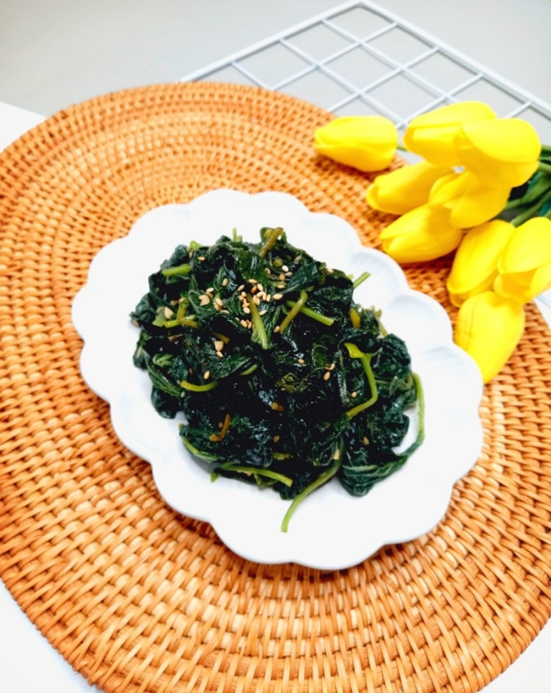 깻잎순나물 볶음 레시피 들기름 깻잎무침