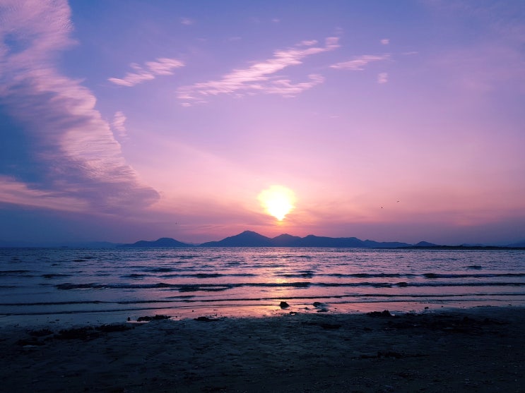  부산 일몰 노을 명소 다대포해수욕장 한적한 바다
