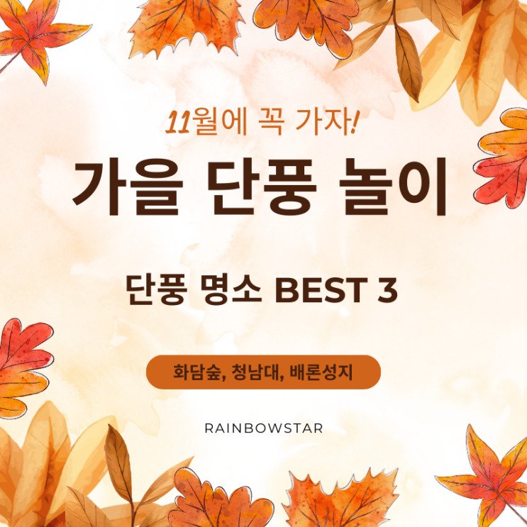  가을에 꼭 가봐야 할 단풍 명소 TOP 3 - 화담숲, 청남대, 베론성지