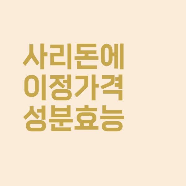  사리돈 에이정 가격 주요성분과 효능 핵심만 정리했어요