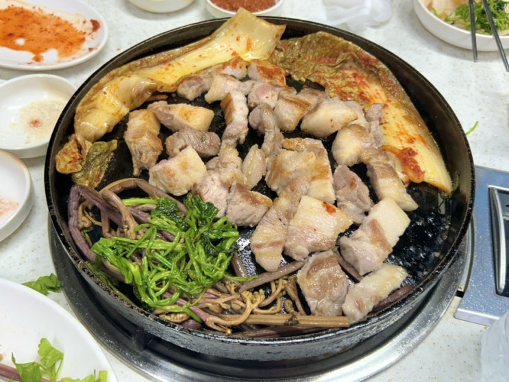  금천구맛집 미나리 생삼겹살 줄서서 먹는 원다정 왕소금구이