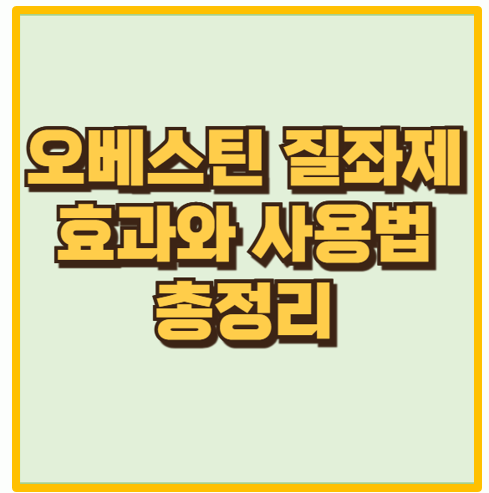  폐경기 증상 완화 필수템 오베스틴 질좌제 사용법과 주의사항 알아보기