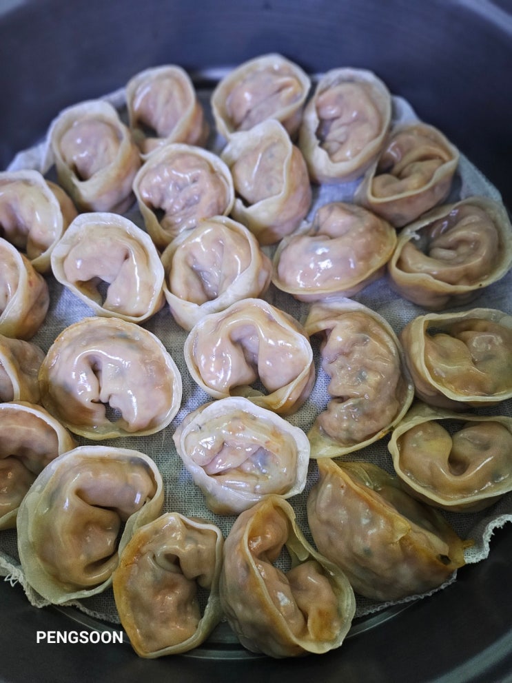  매운 김치 손만두 만들어 먹기