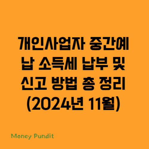  개인사업자 중간예납 소득세 납부 및 신고 방법 총 정리(2024년 11월)