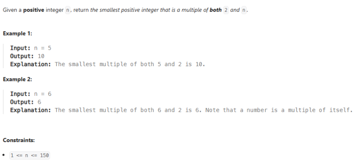 SQL_LeetCode 2413_Smallest Even Multiple