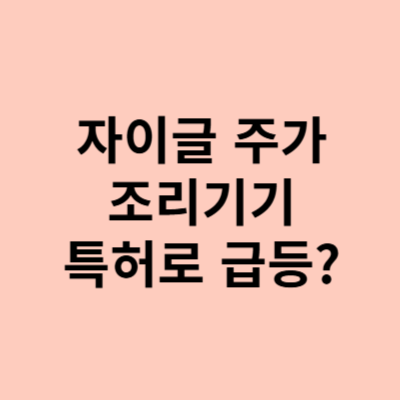  자이글 주가, 상한가는 조리기기 특허 때문인가?