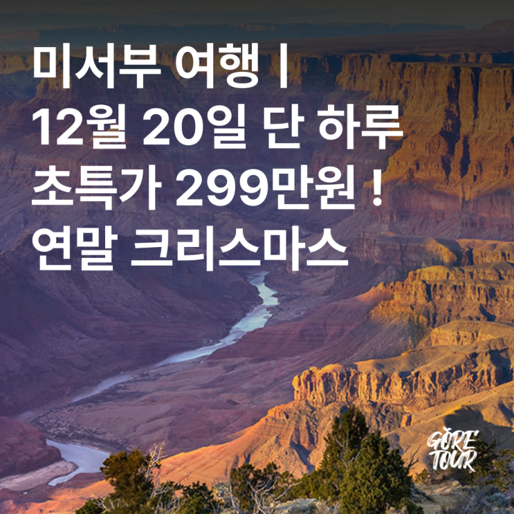  미서부 여행ㅣ12월 20일 단 하루 초특가 299만원 연말 크리스마스