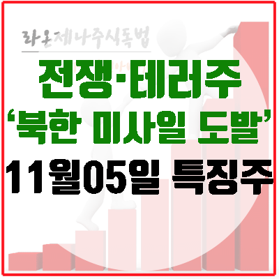 [특징주] 전쟁주, 미국 대선 직전 "<b>북한 탄도미사일</b> 발사"에 강세