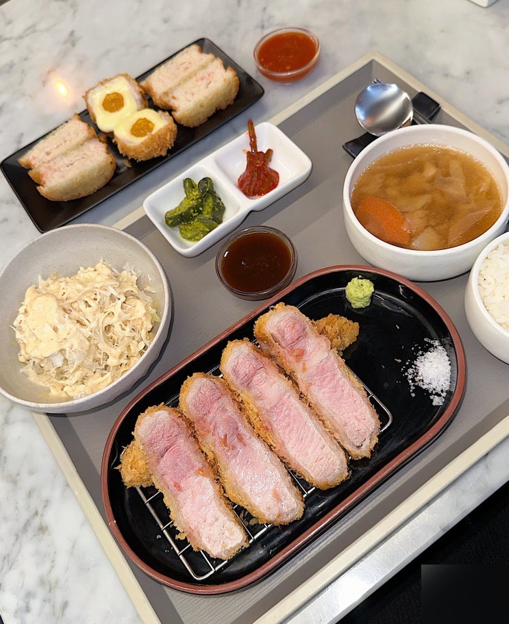  잠실 석촌역 맛집 교차점 돈까스 솔직후기 특로스카츠정식 오렌지치즈카츠 멘보샤