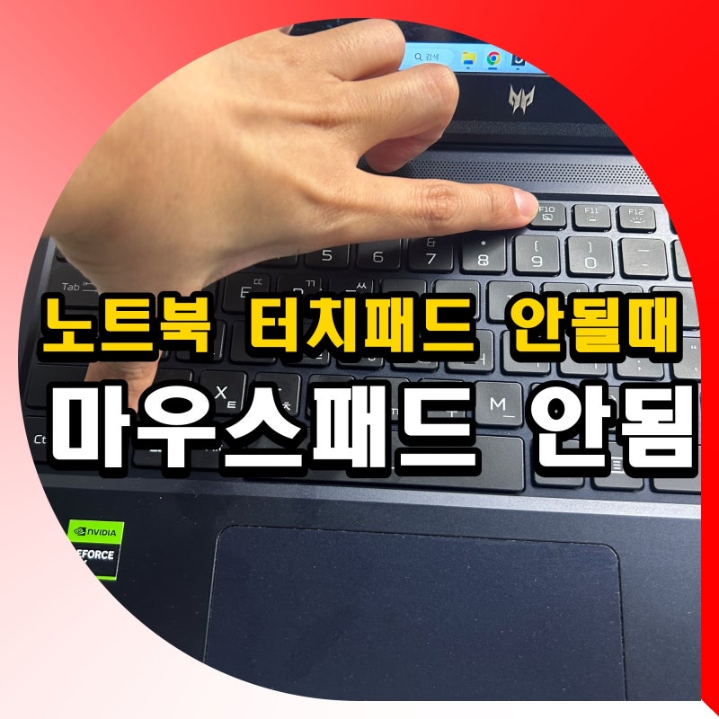 노트북 터치패드 안될때 마우스패드 안됨 잠금 해제 방법