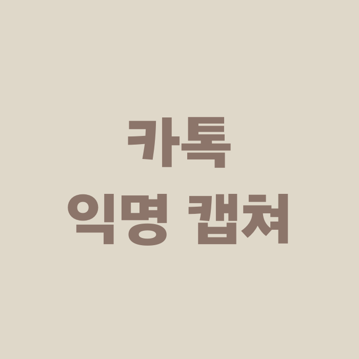 카톡 익명 캡쳐 방법