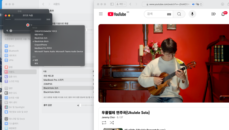 [BlackHole]맥북에서 Youtube 음악만 녹음하기