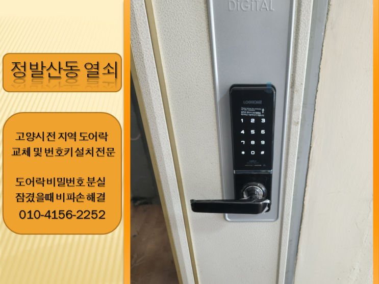  일산도어락 전문 정발산동 번호키 고장 교체 설치 출장 열쇠