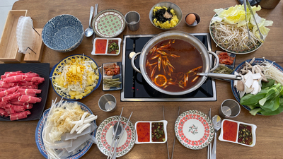  마라 육수에 야채 무한리필해서 먹는 동일 샤브 군산 수송동 샤브샤브 맛집