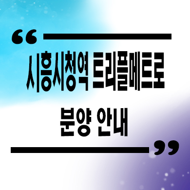  시흥시청역 트리플메트로 주거용오피스텔 장현동 신축 1.5룸 투룸 분양가격 잔여세대