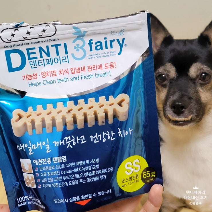  강아지 입냄새와 치석 제거에 너무 추천하는 포켄스 덴티페어리 덴탈껌 ss 후기