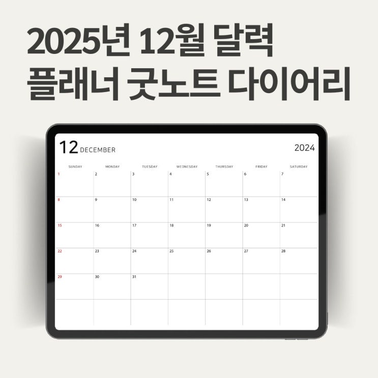  12월 달력 먼슬리 굿노트 다이어리 12월 손 없는 날