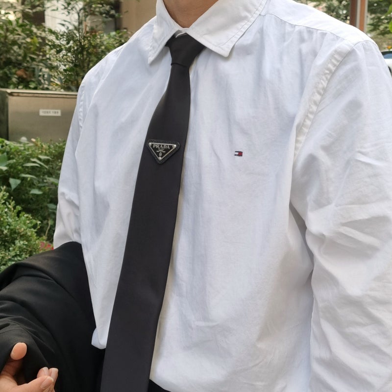 남자 명품 넥타이, 프라다 개버딘 리나일론 타이 블랙 선물