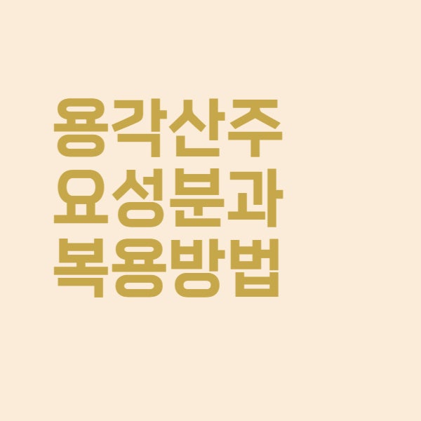 용각산 가래 제거약 효능과 복용방법 정리했어요