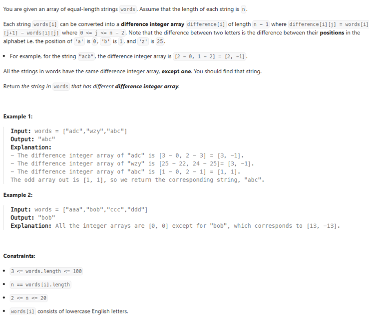  JAVA_LeetCode 2451_Odd String Difference