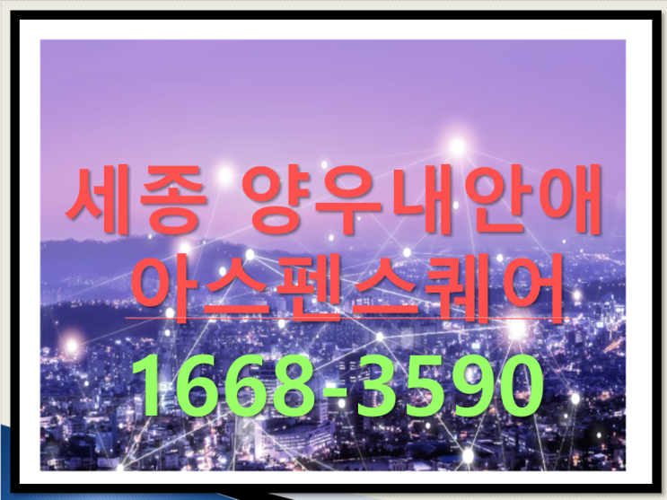  세종 3년기다린 스마트시티 양우내안애5-1 12BL 생활권 소액 투자 상업시설 분양