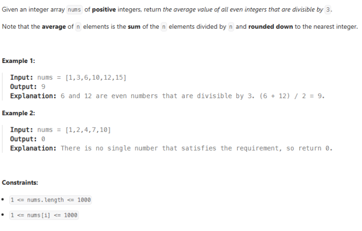  JAVA_LeetCode 2455_Average Value of Even Numbers That Are Divisible by Three