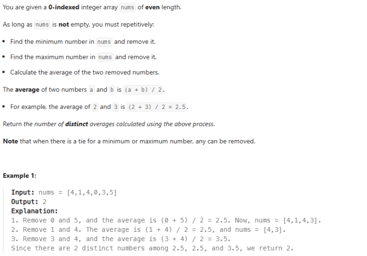  JAVA_LeetCode 2465_Number of Distinct Averages